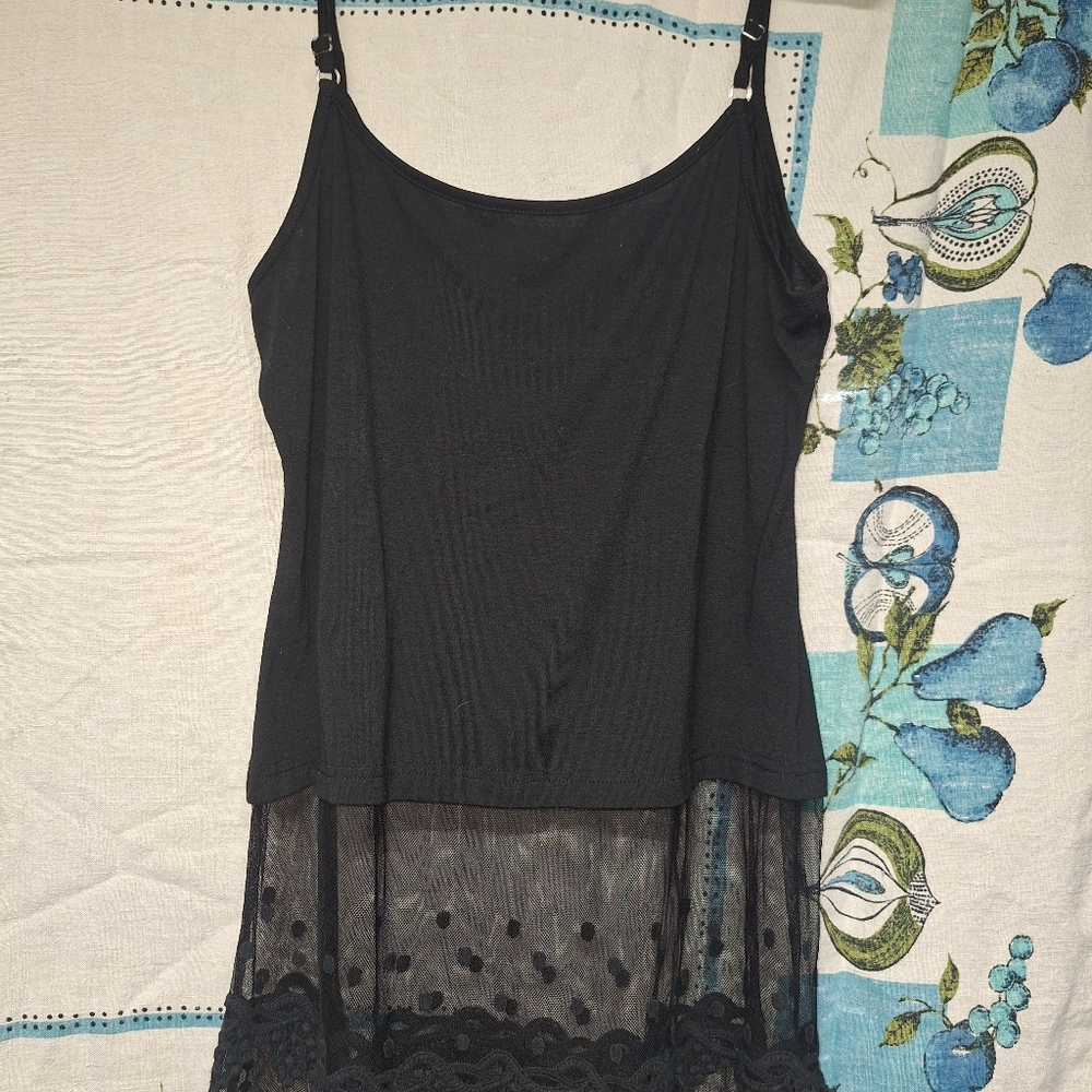 Black long lace tank